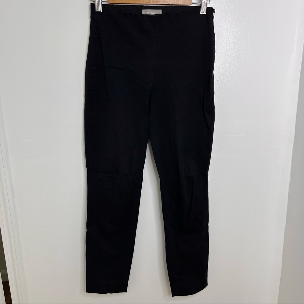 EVERLANE The Side Zip Cotton Stretch Black Pants - Picture 2 of 6
